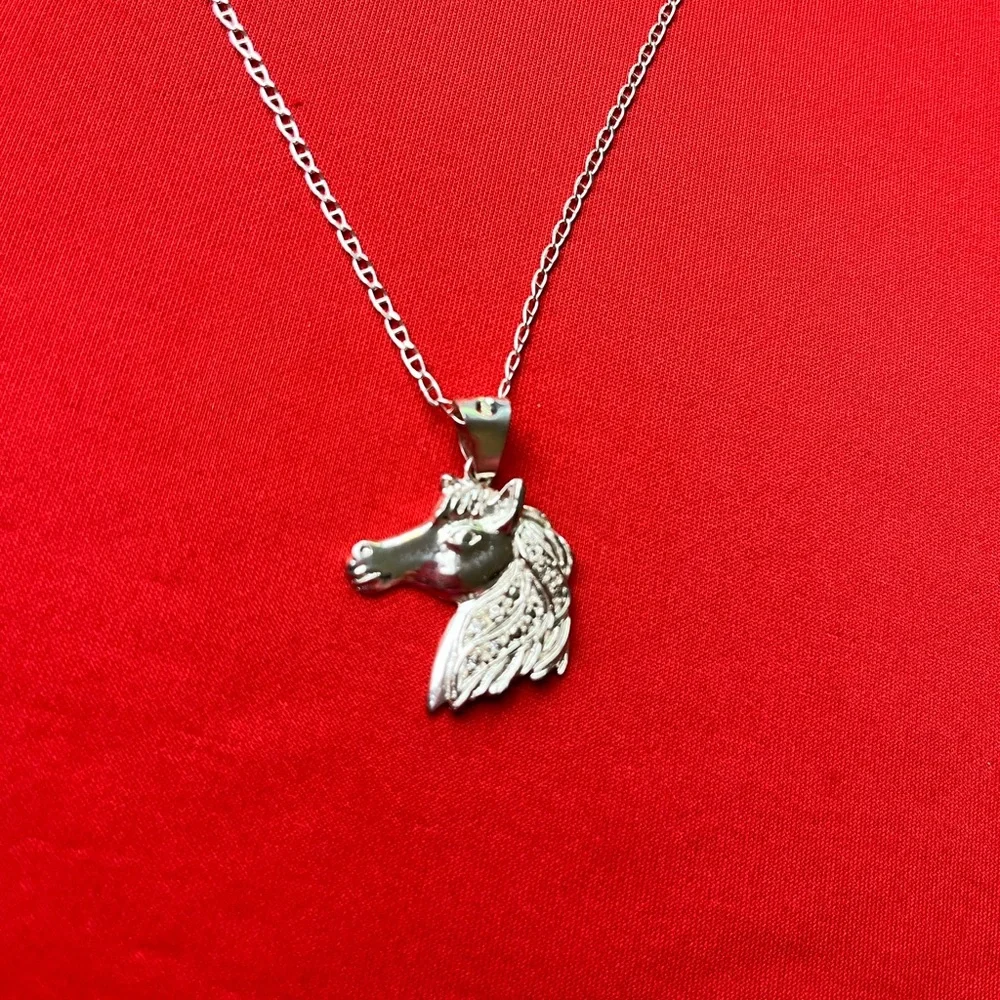 925 strling Silver‎ Horse Pendant Necklace for Kids